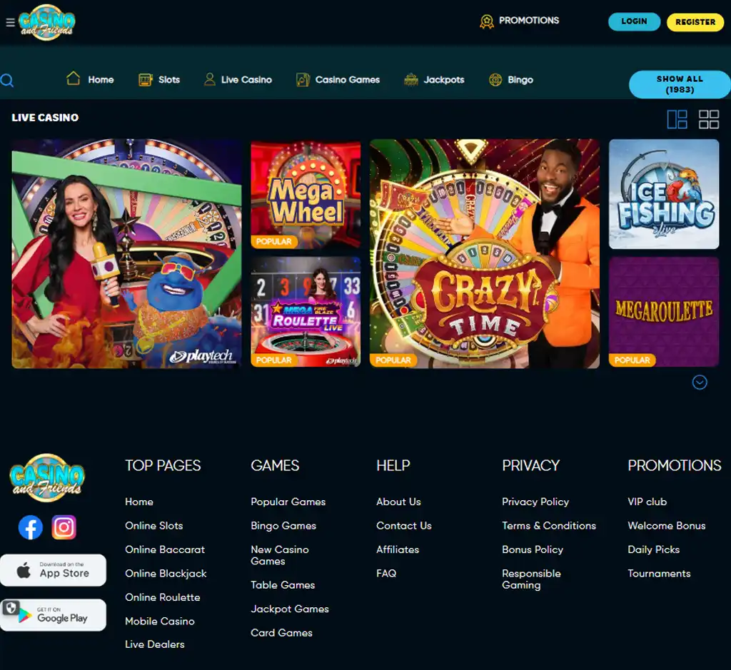 Casino & Friends Casino desktop live casino lobby screenshot featuring live dealer games and real-time streaming interface - review testing Casino & Friends Casino desktop live casino lobby screenshot featuring live dealer games and real-time streaming interface - review testing