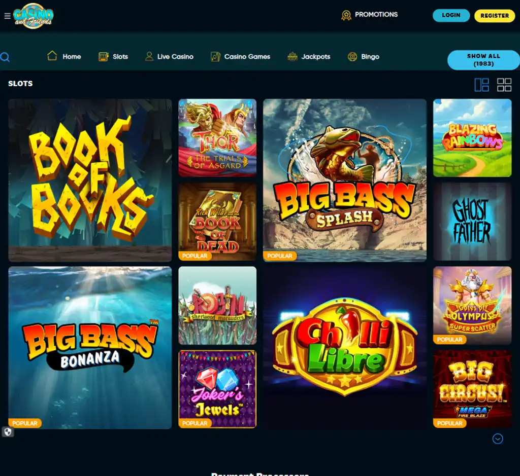 Casino & Friends Casino desktop slots lobby screenshot presenting variety of slot games with categories and providers - verified Casino & Friends Casino desktop slots lobby screenshot presenting variety of slot games with categories and providers - verified