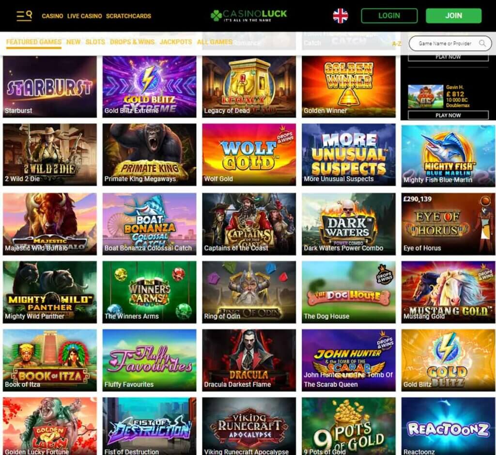 CasinoLuck home page review