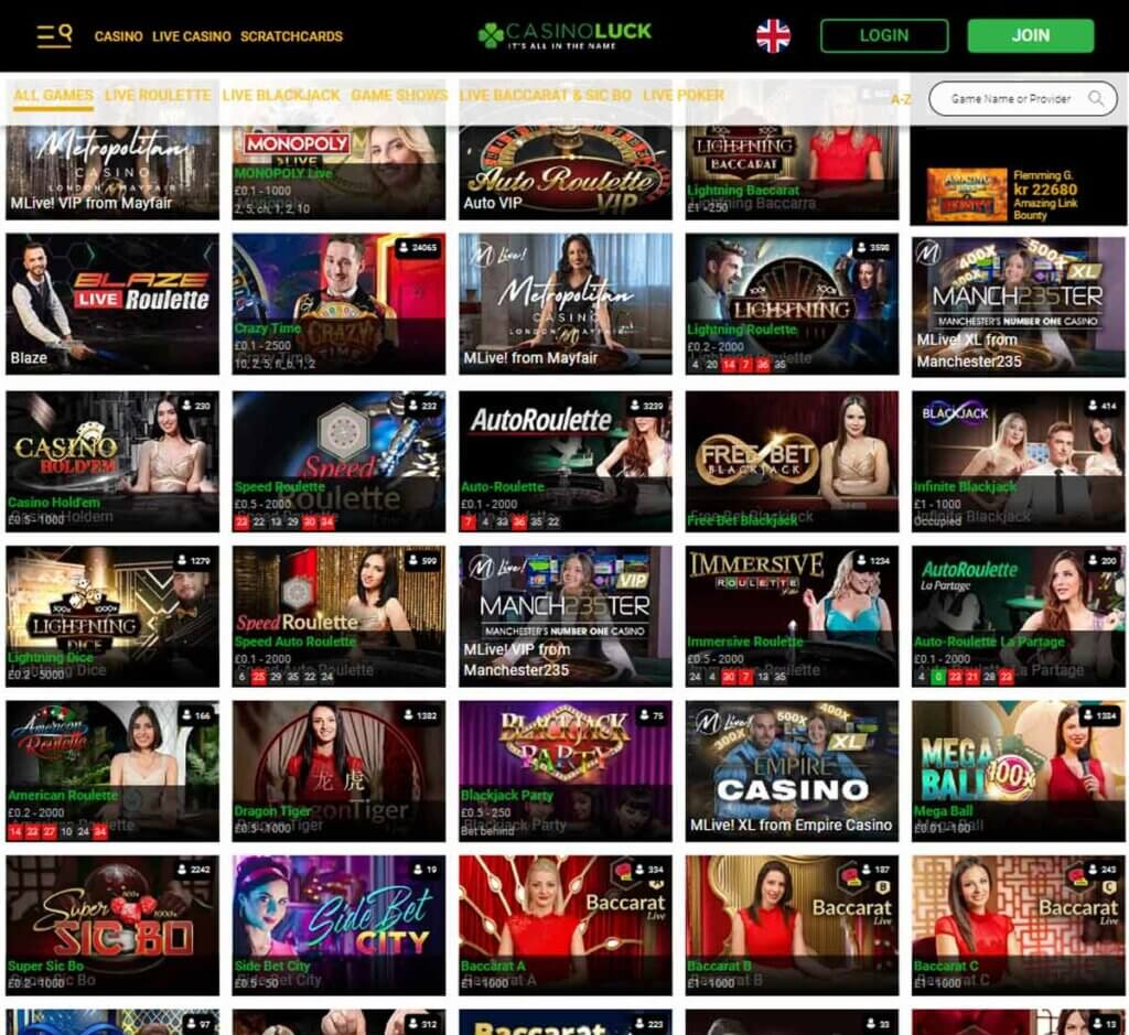 CasinoLucklive dealer games review