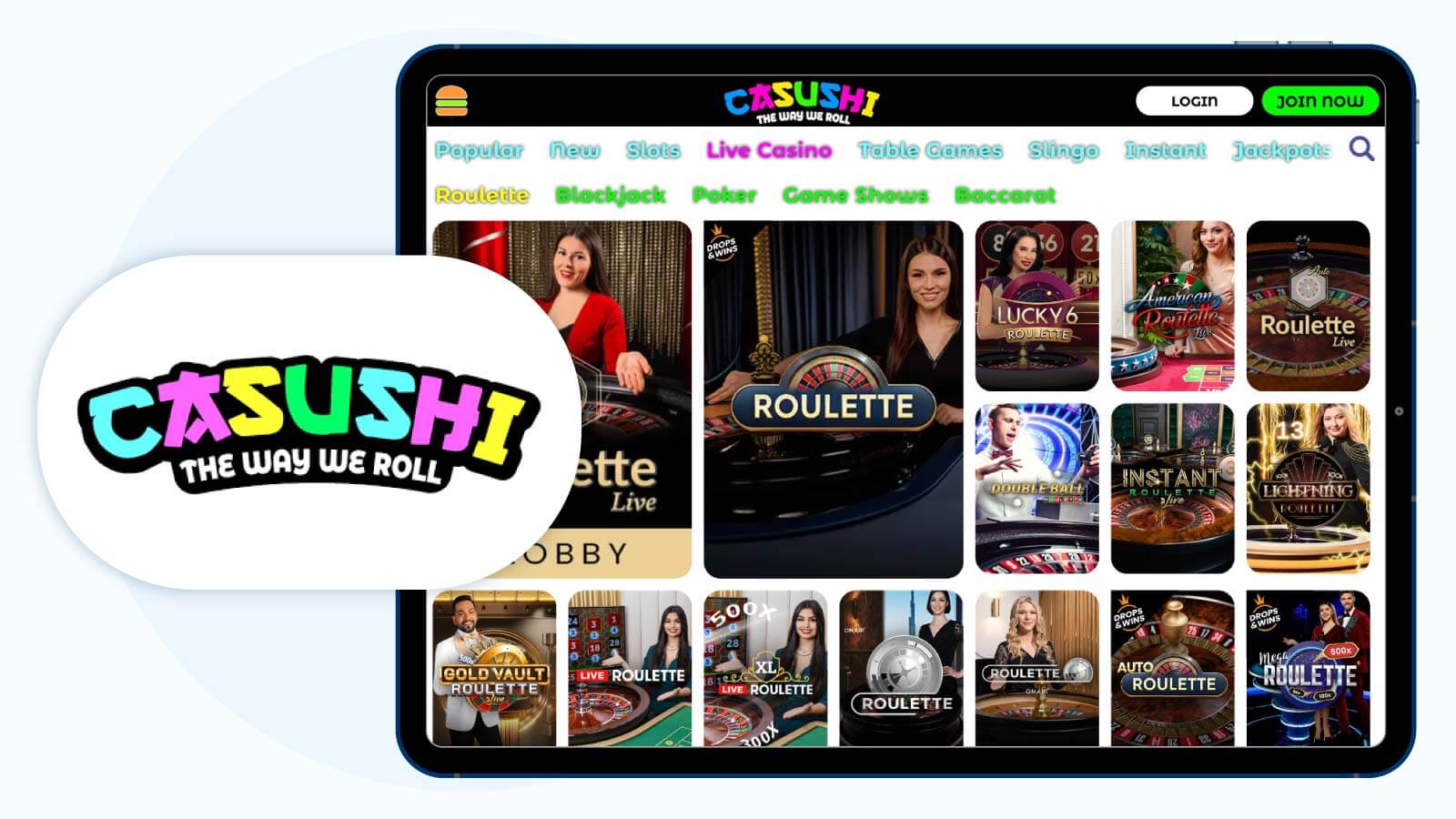 6. Casushi - Best Live Roulette Site for Limitless Withdrawals