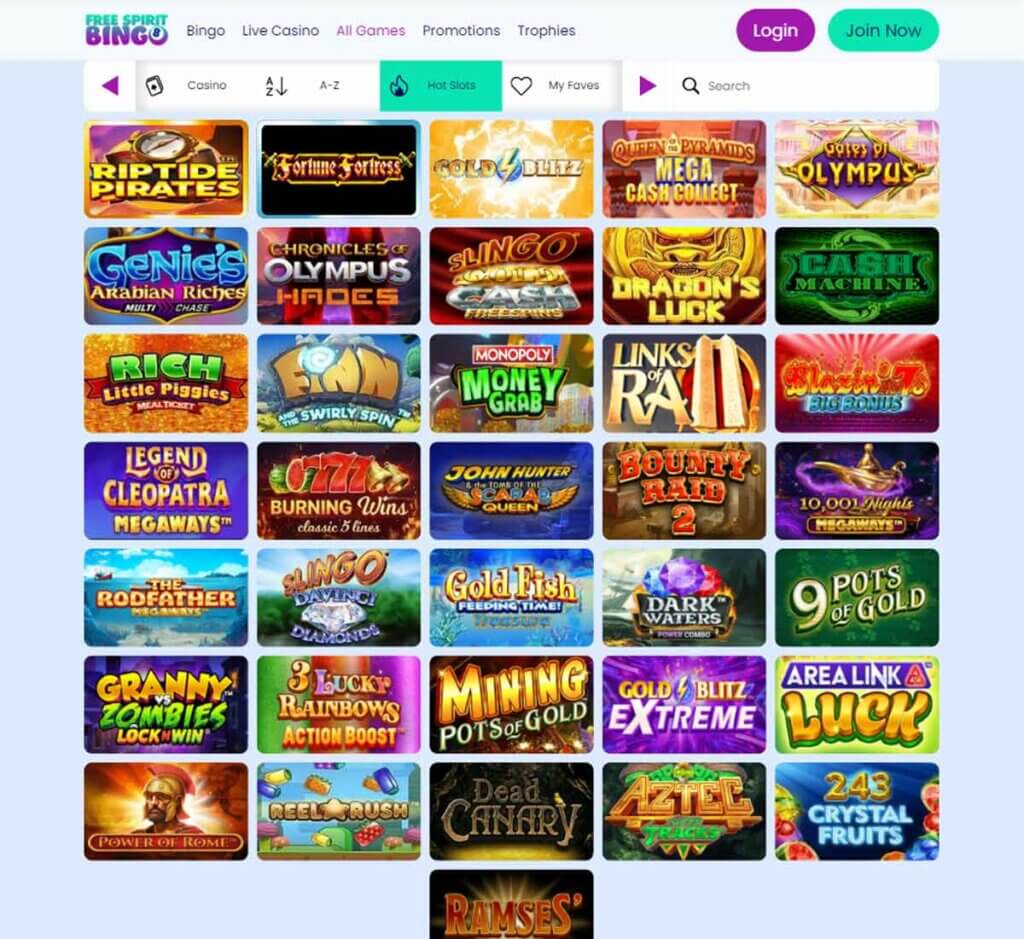 Free Spirit Bingo slots review