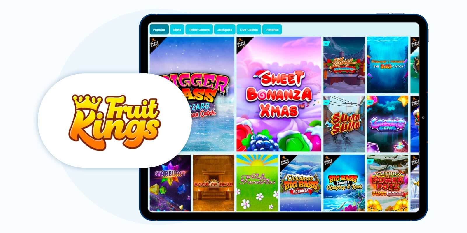 #4. FruitKings Casino: Best Evolution Casino with Unlimited Withdrawal Perk