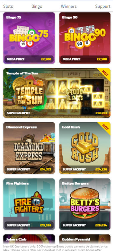 Happy Tiger Casino home page review mobile