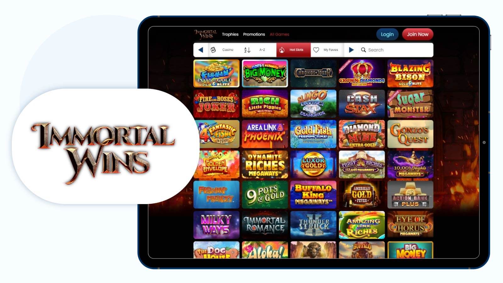 Immortal-Wins-Excellent-Casino-with-5-Free-Spins-No Deposit-UK-Offer