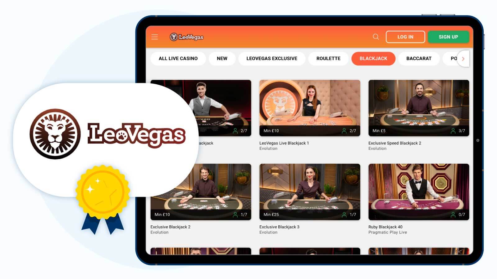 1. LeoVegas - The Best Online Blackjack Real Money Site