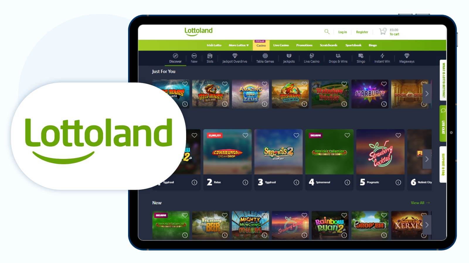 Lottoland Casino Top MasterCard site for No Wagering Free Spins