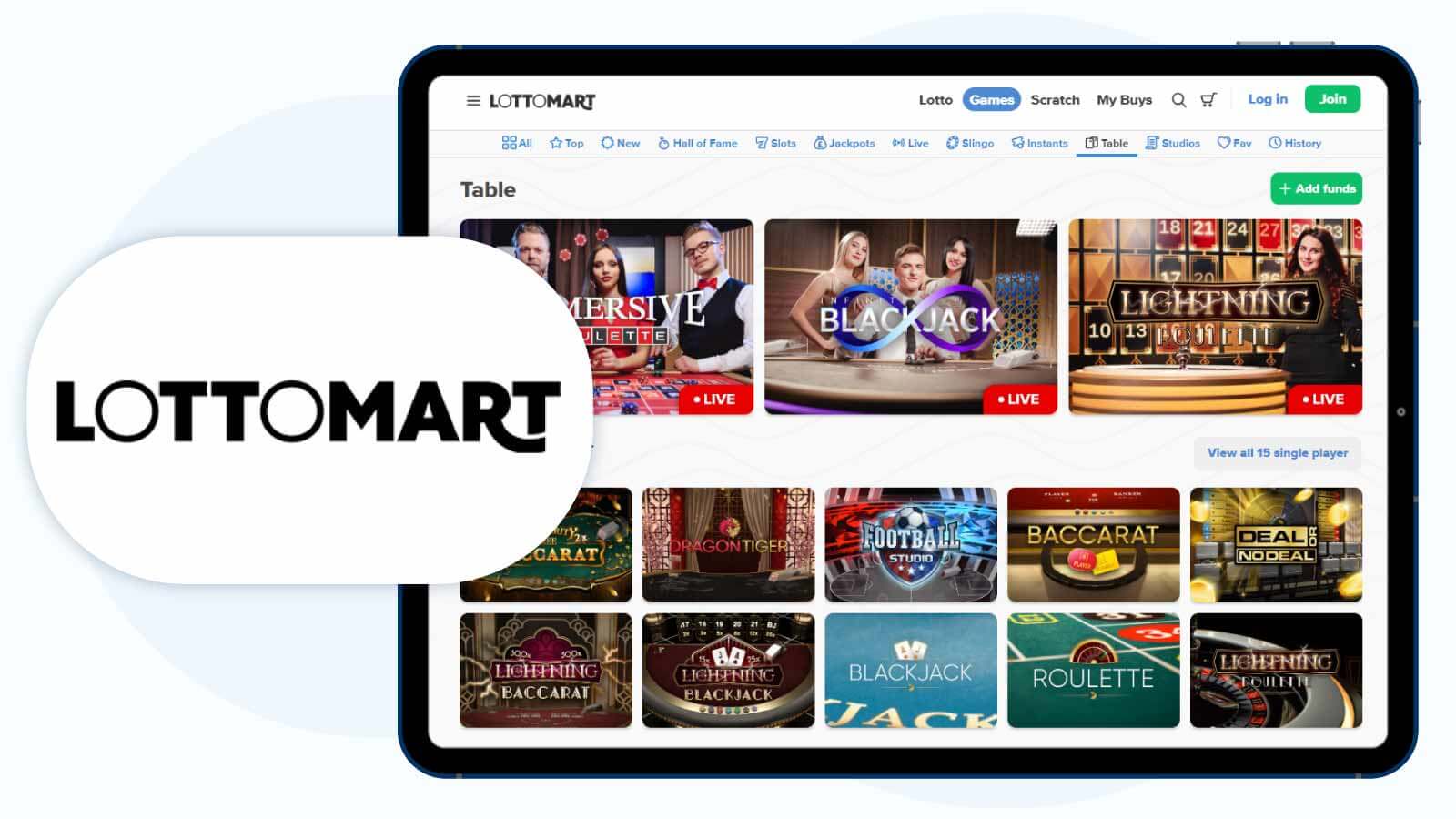 Lottomart Casino – Best £10 Deposit Bonus for Table Games