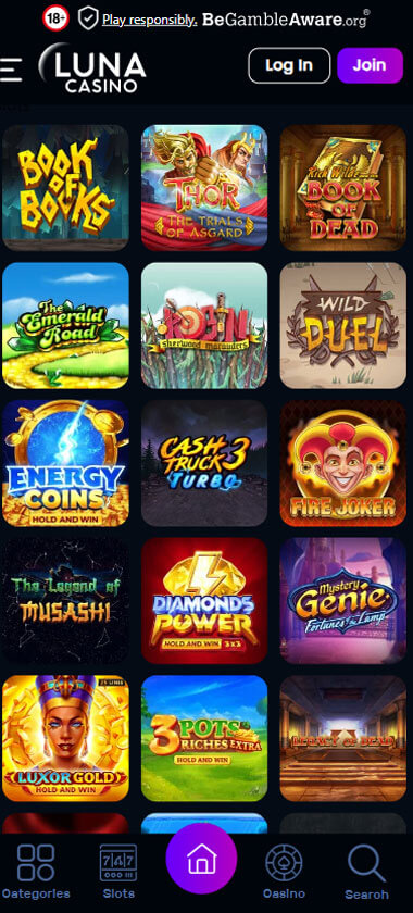 Luna casino slots variety mobile review