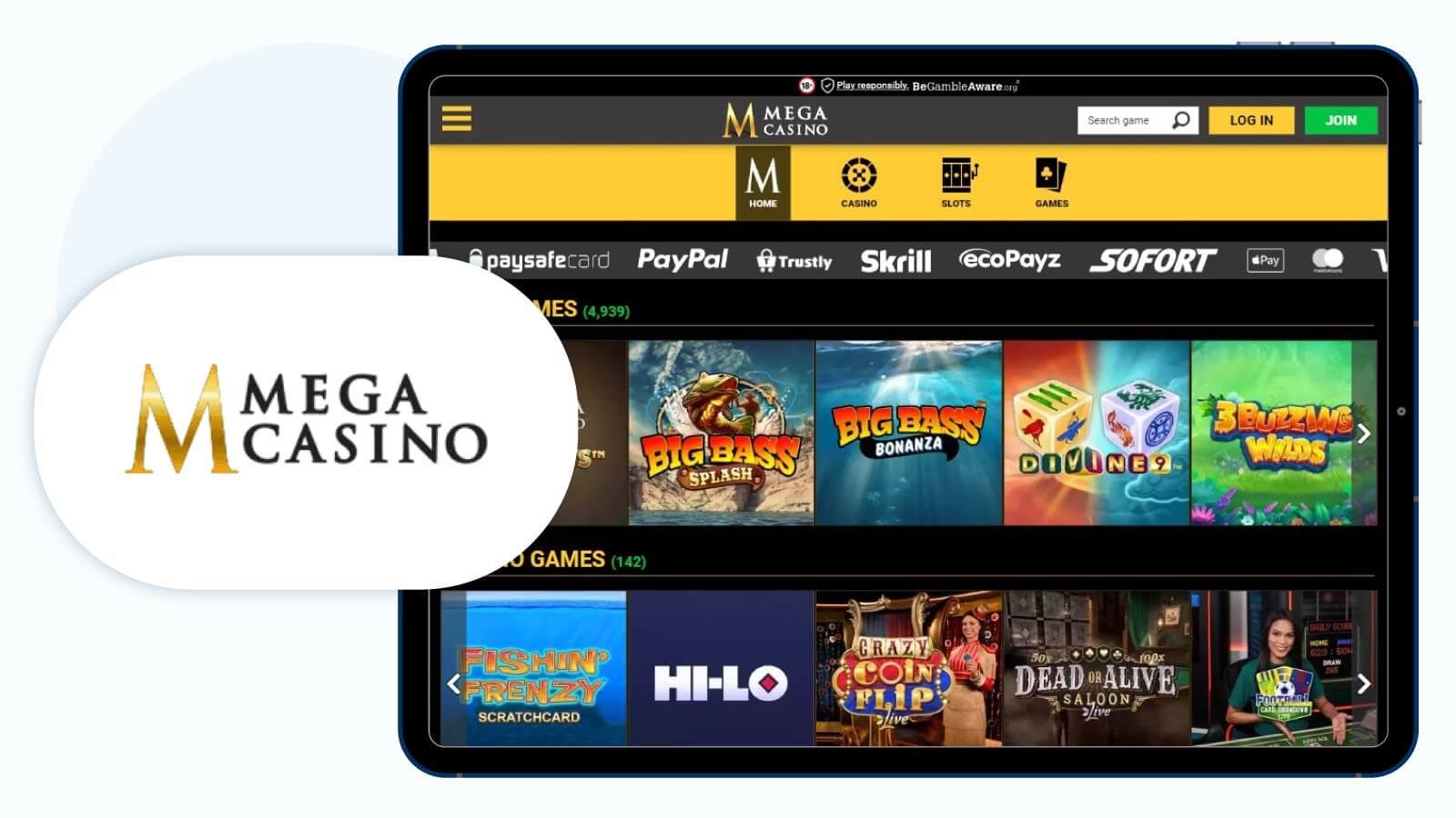 Megacasino: Safest under 1 hour fast withdrawal casino with Trustly