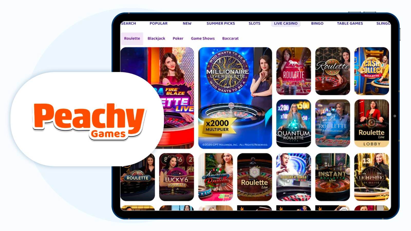 Peachy Games Casino - Best For Live Casino Games