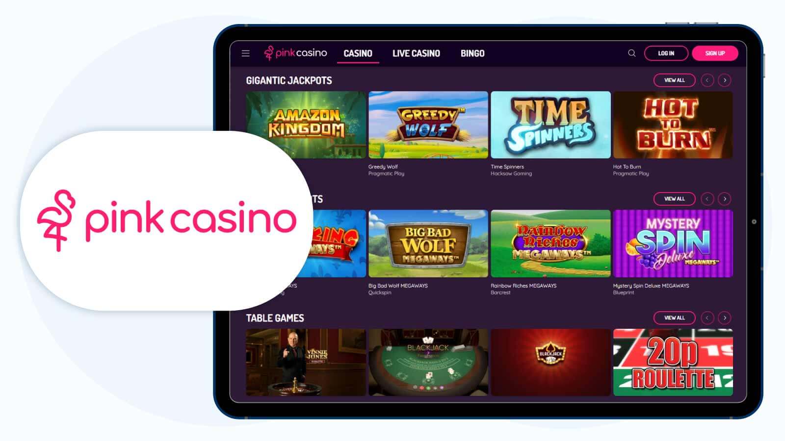 Pink Casino – Best First Deposit Casino Bonus UK with No Wagering