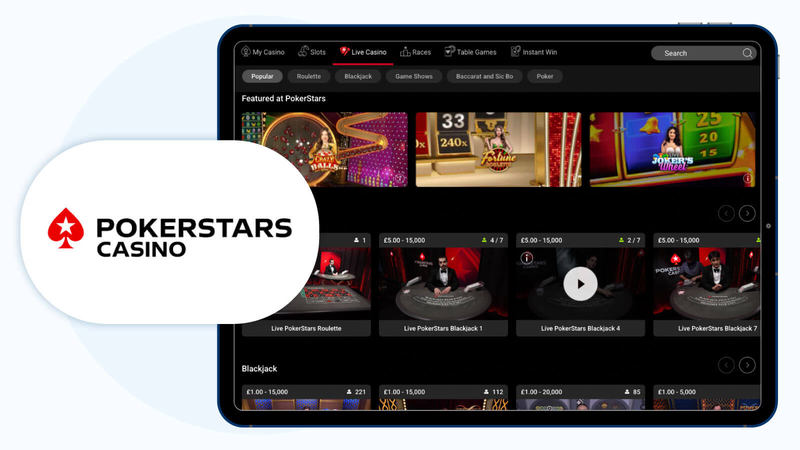 10. PokerStars Casino - Best Live Roulette Site for Payment Variety