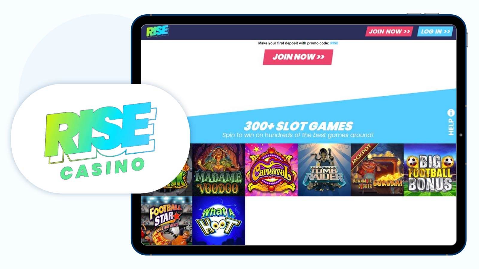 Rise Casino - Fastest Withdrawal £20 Deposit Bonus