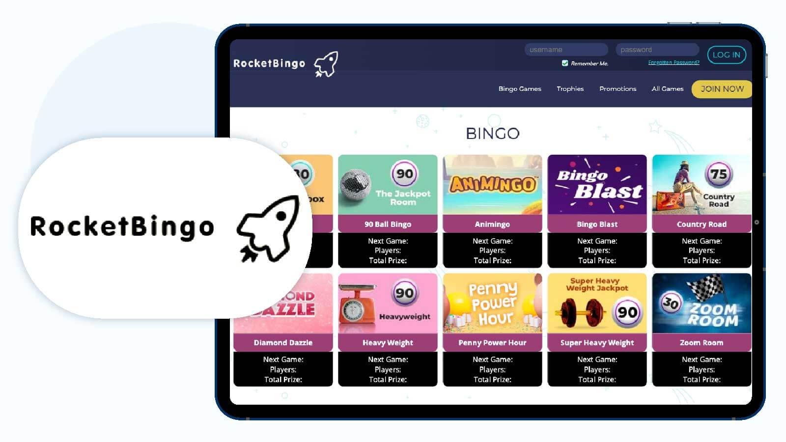 Rocket Bingo – Best for £10 minimum deposit bingo