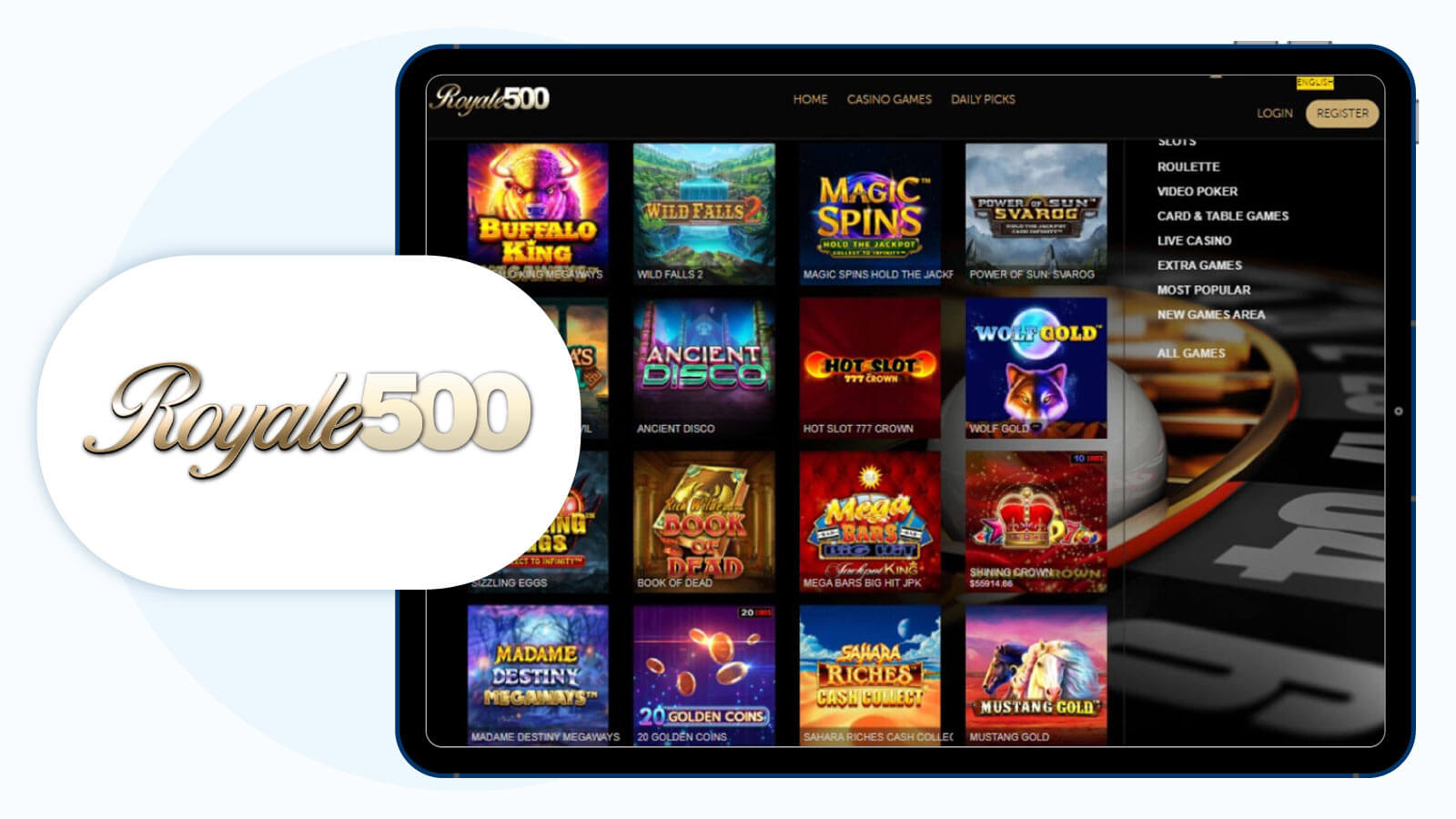 Royale500 Casino: Best £10 Deposit Bonus for Game Selection