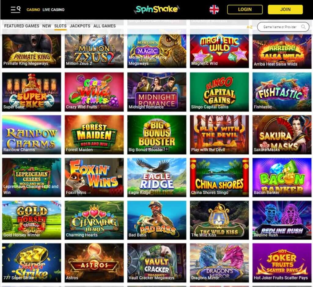 SpinShake Casino slots review