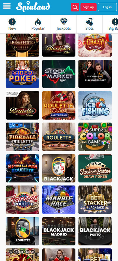 Spinland Casino Mobile Preview 1