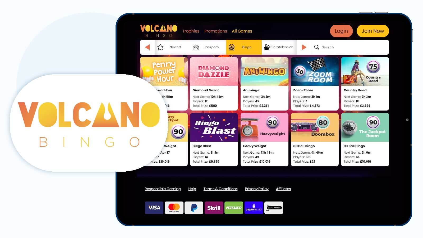 Volcano Bingo – Best bingo site with PayPal