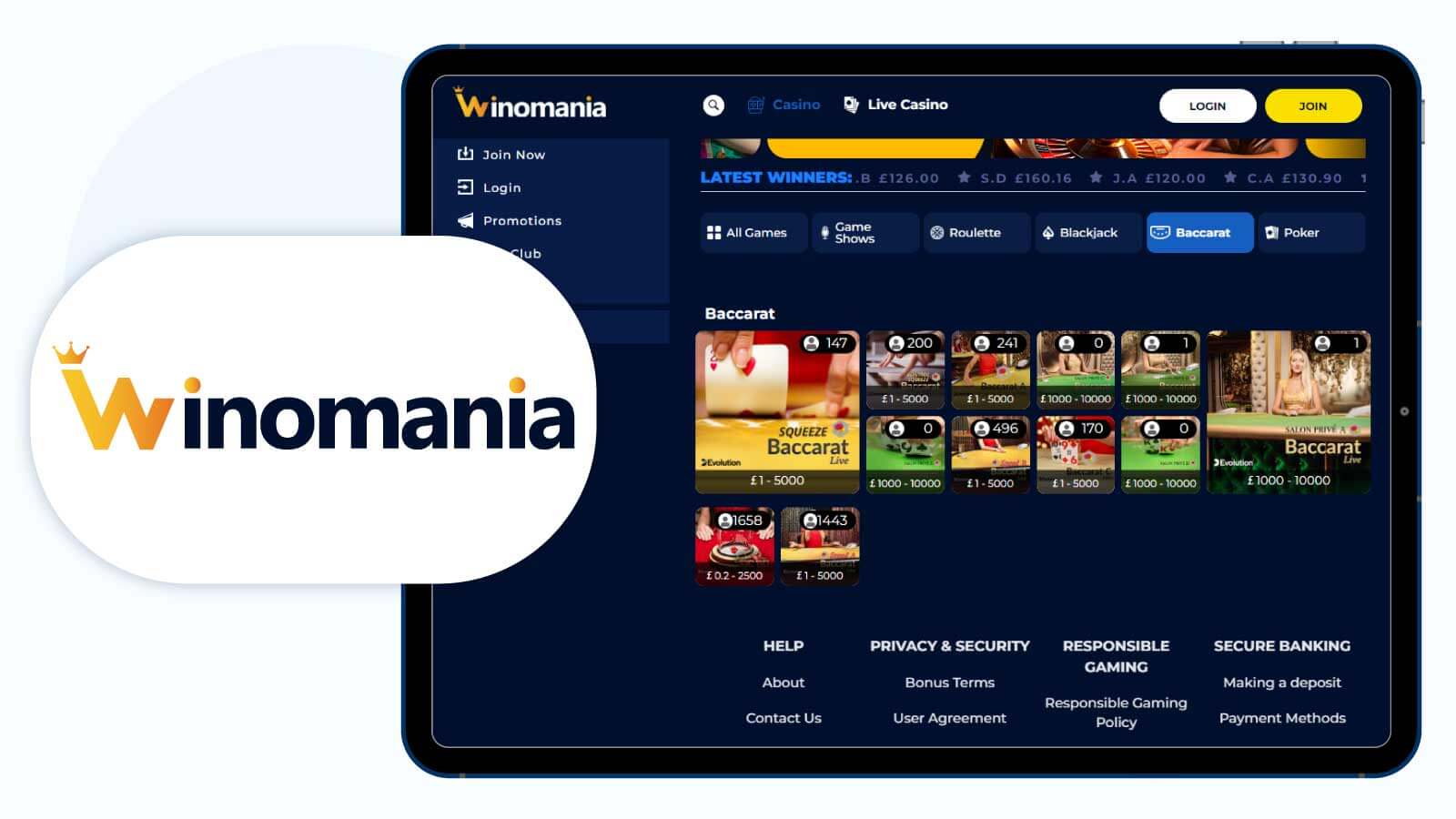 Winomania – Best Evolution Live Baccarat Casino