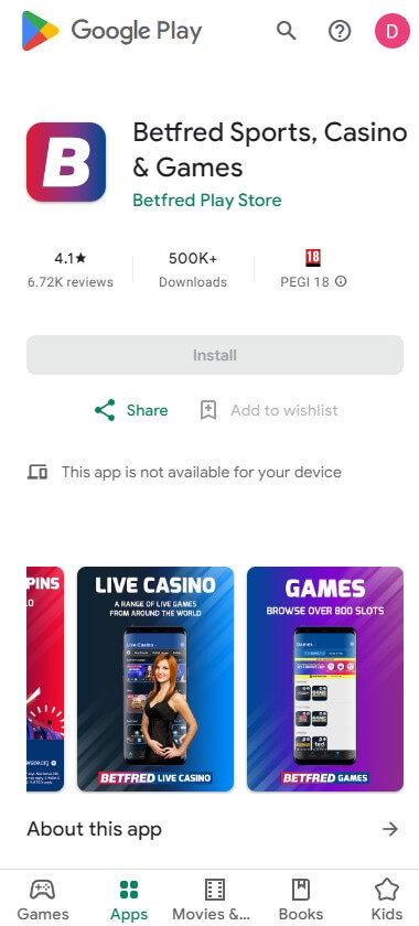 Betfred Casino App preview 3