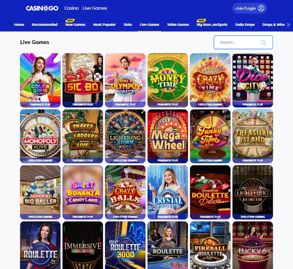 Casino Go desktop live casino lobby featuring live dealer games and real-time streaming interface - tested Casino Go desktop live casino lobby featuring live dealer games and real-time streaming interface - tested