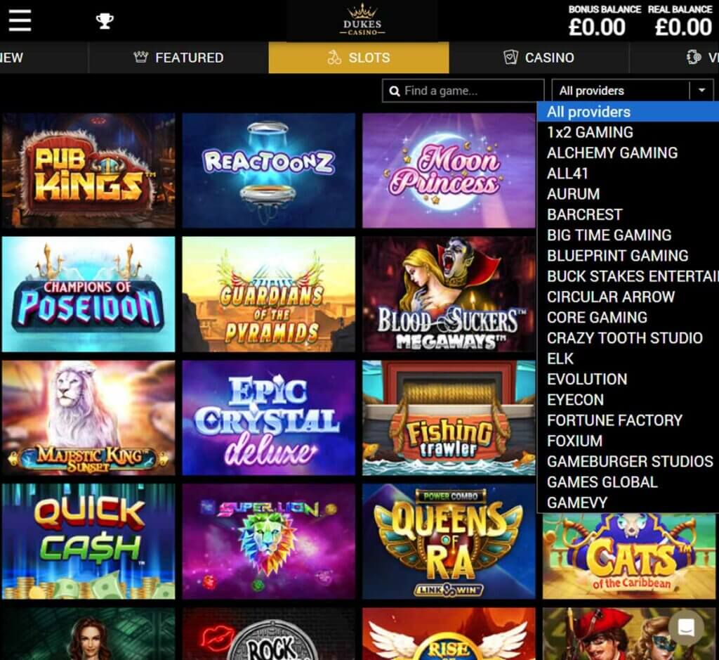 Dukes Casino Desktop preview 1
