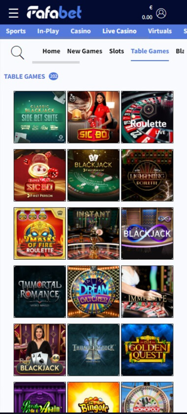 Fafabet Casino Mobile Preview 3
