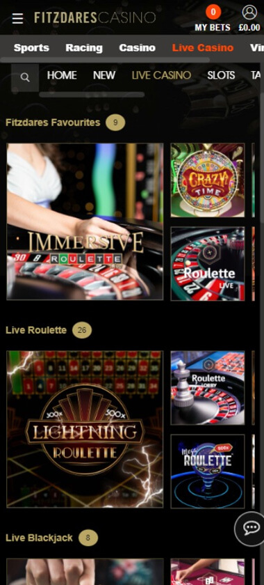 Fitzdares Casino Mobile Preview 2