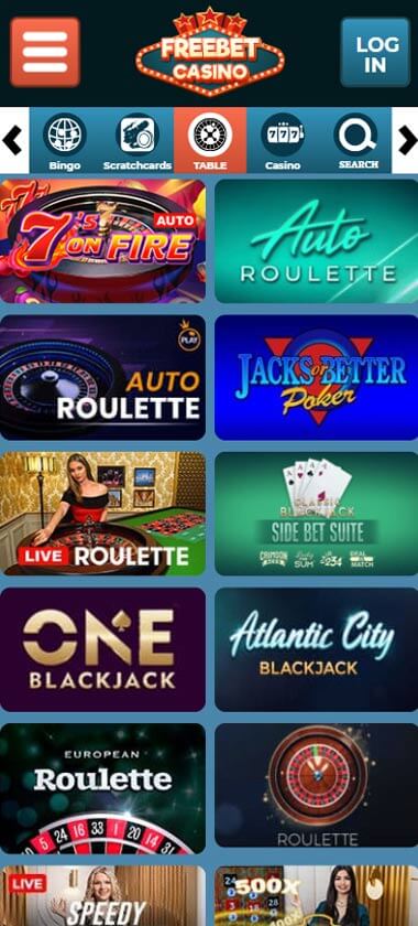Freebet Casino Mobile Preview 2
