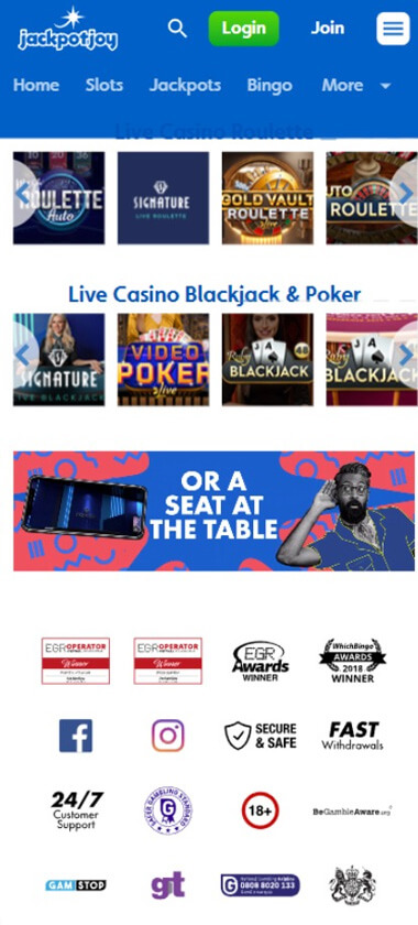 Jackpotjoy Casino Mobile Preview 2