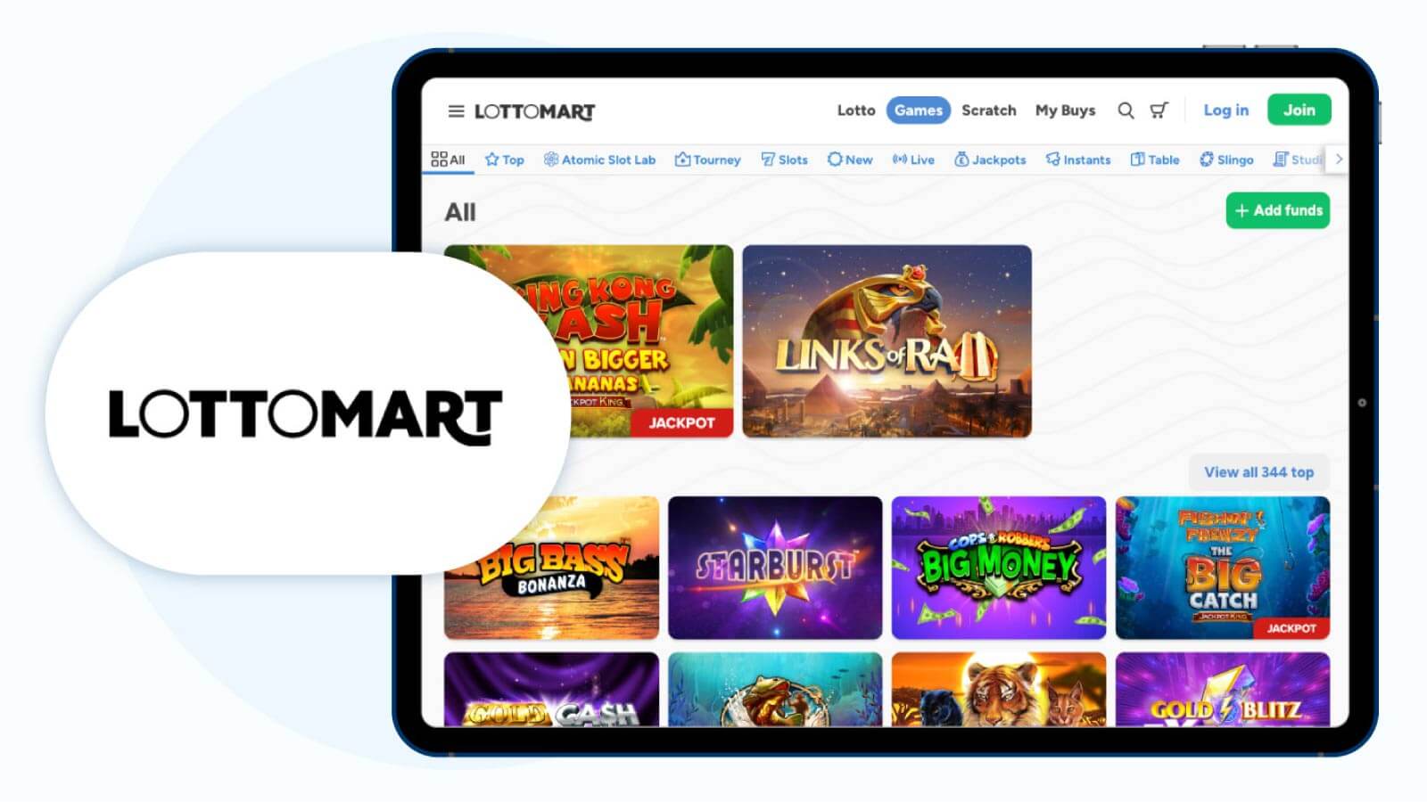 2. Lottomart Casino: Best £10 Deposit Bonus UK Alternative