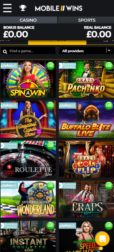 MobileWins Casino Mobile Preview 2