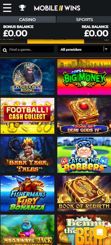 MobileWins Casino Mobile Preview 1