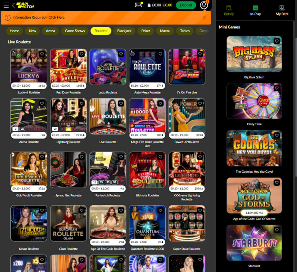 Parimatch Casino Desktop preview 2
