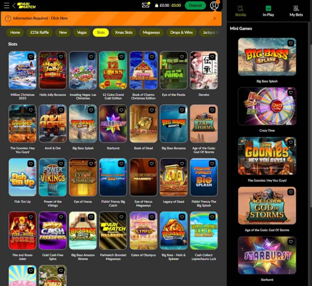 Parimatch Casino Desktop preview 1