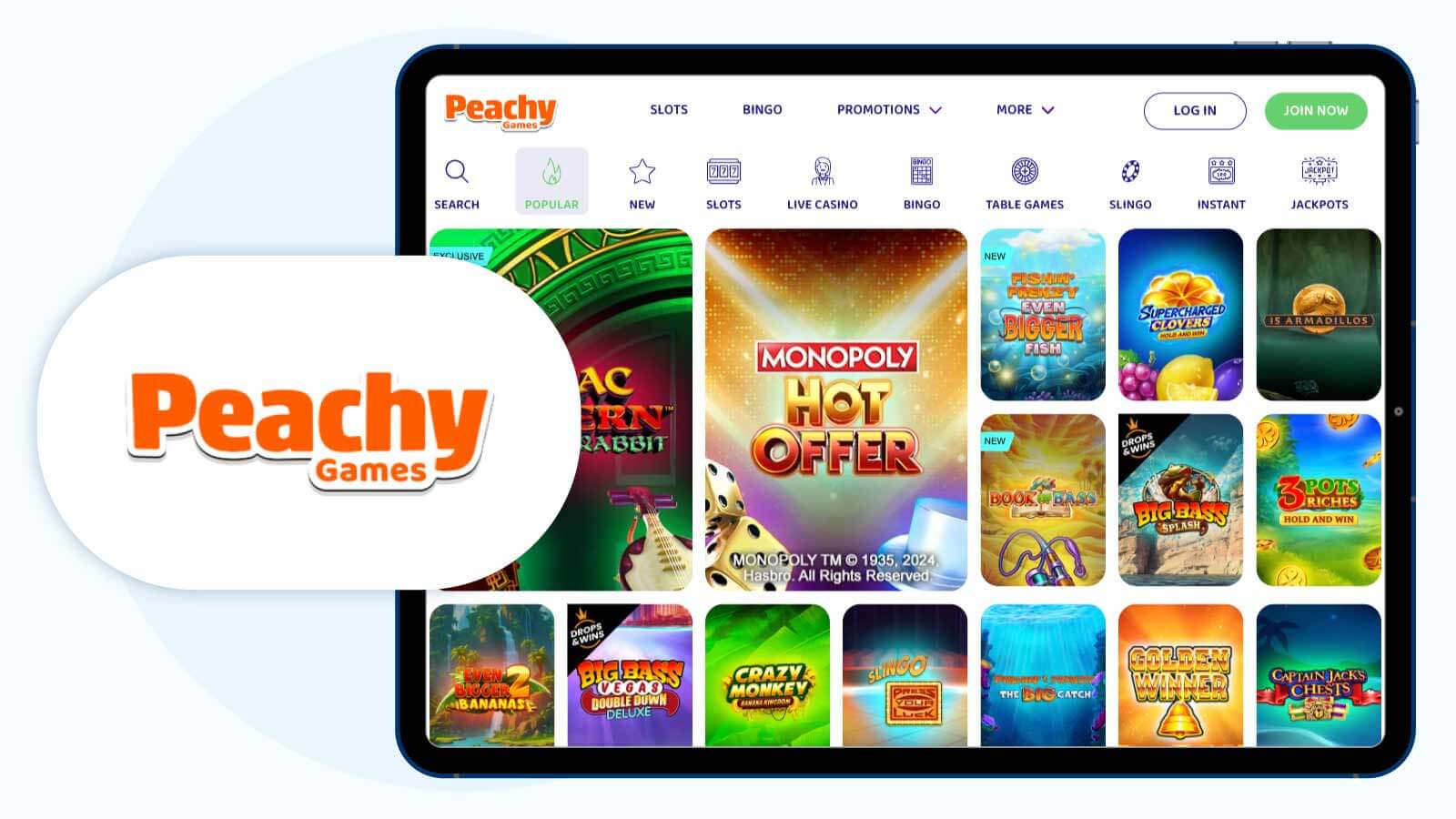 8. Peachy Games - Best Minimum Deposit Casino for Payment Methods Diversity