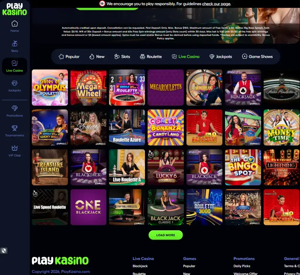 Play Kasino Casino desktop live casino lobby screenshot featuring live dealer games and real-time streaming interface - review testing Play Kasino Casino desktop live casino lobby screenshot featuring live dealer games and real-time streaming interface - review testing
