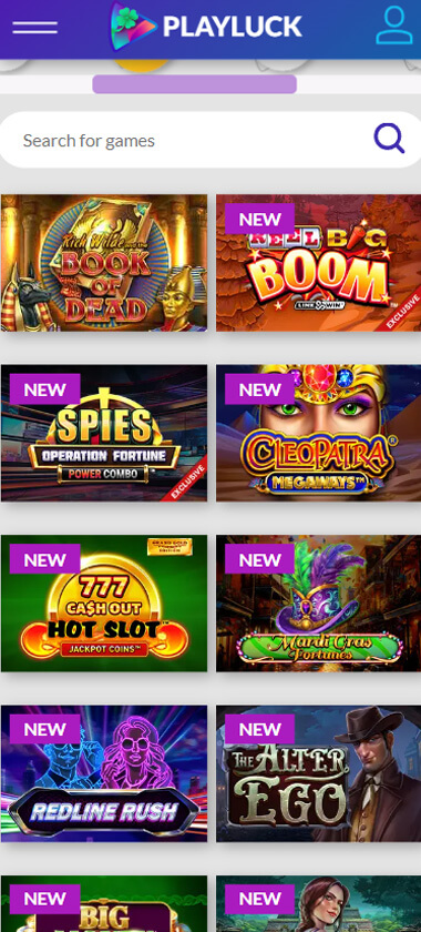 Playluck Casino Mobile Preview 1