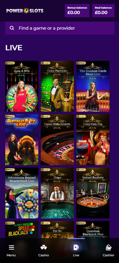 PowerSlots Casino Mobile Preview 1
