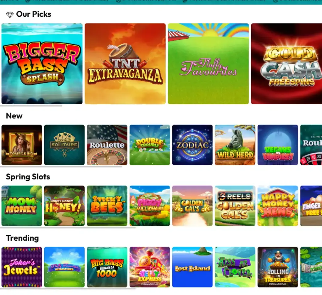 Royale Lounge Casino desktop homepage screenshot displaying main lobby with featured games, promotions and navigation menu - tested