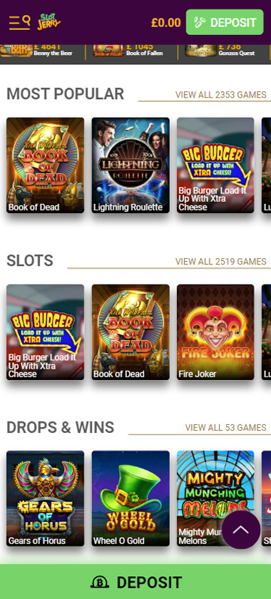 SlotJerry Casino Mobile Preview 2