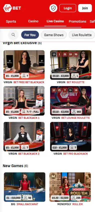 VirginBet Casino Mobile Preview 2