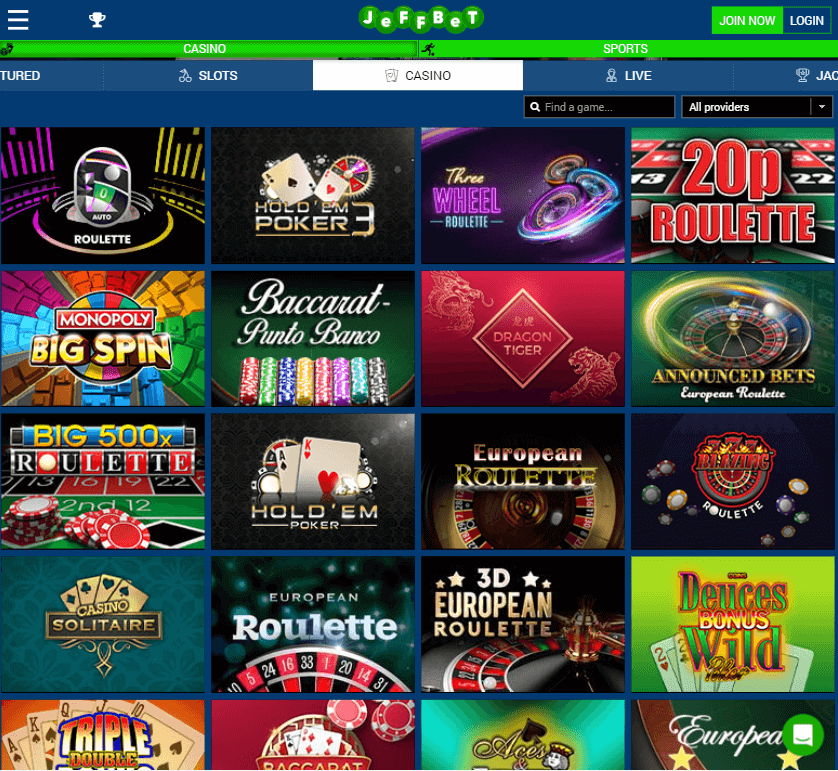 JeffBet Casino Desktop preview 1