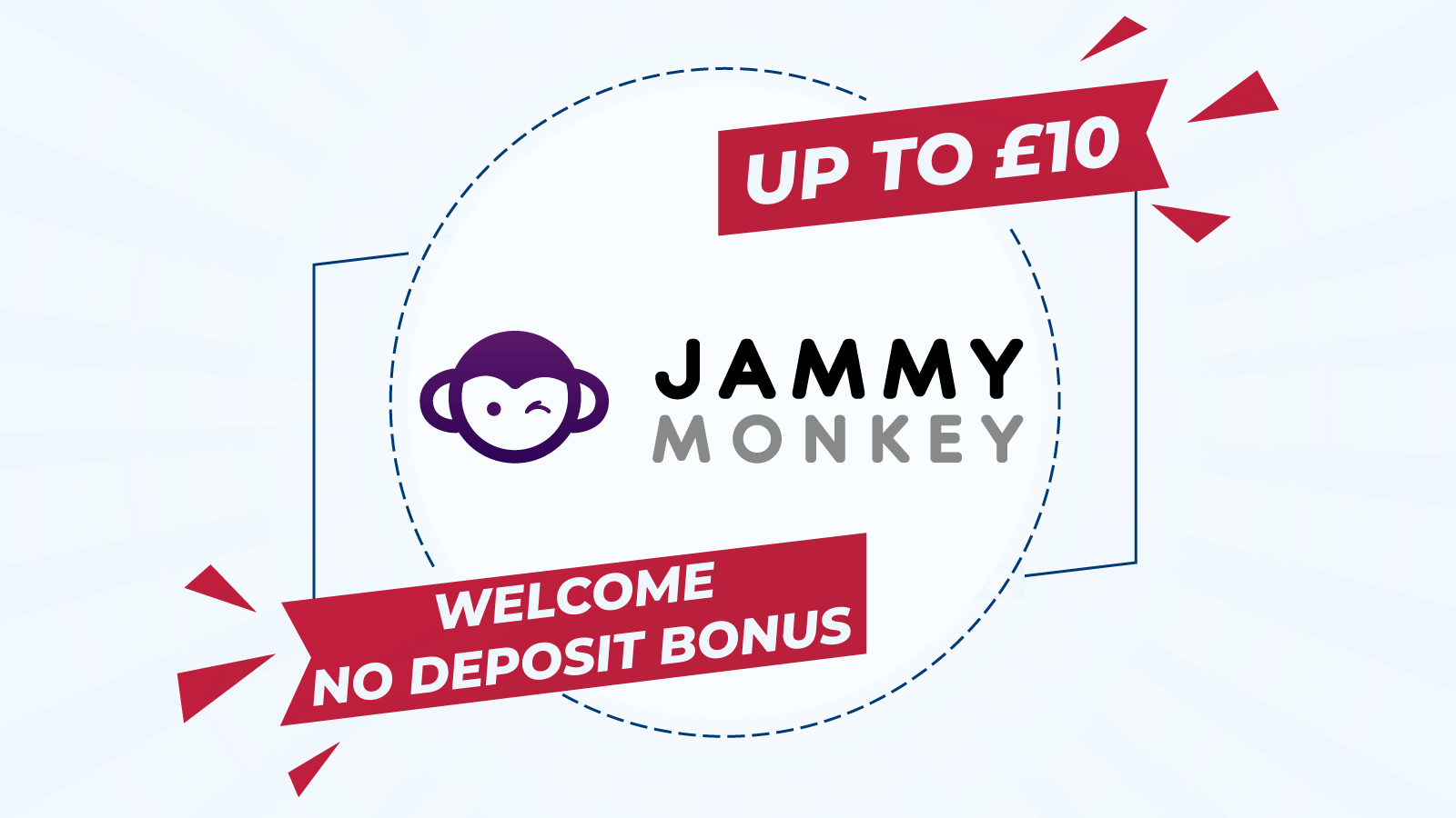 Up to £10 Welcome no deposit bonus at Jammy Monkey