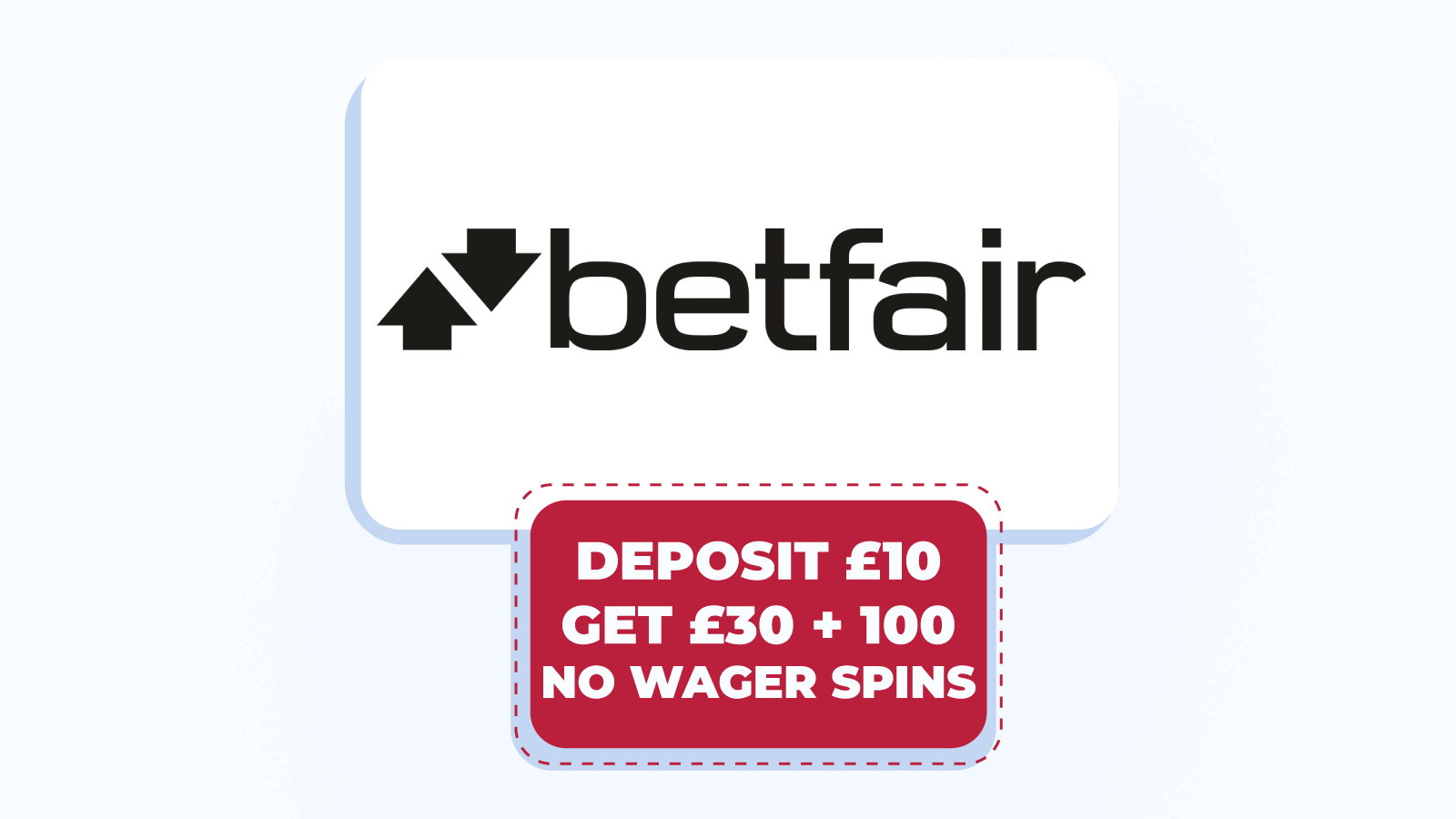 Deposit £10, get £30 + 100 no wager spins at Betfair – best for £10 deposit