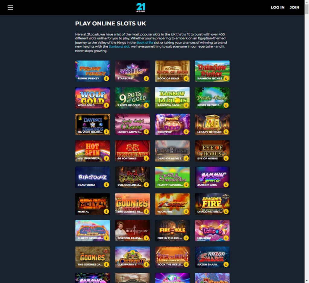 21.co.uk Casino Desktop preview 2