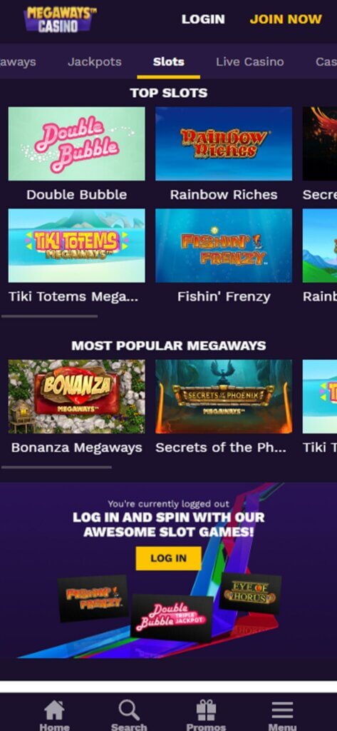 Megaways Casino Mobile Preview 1