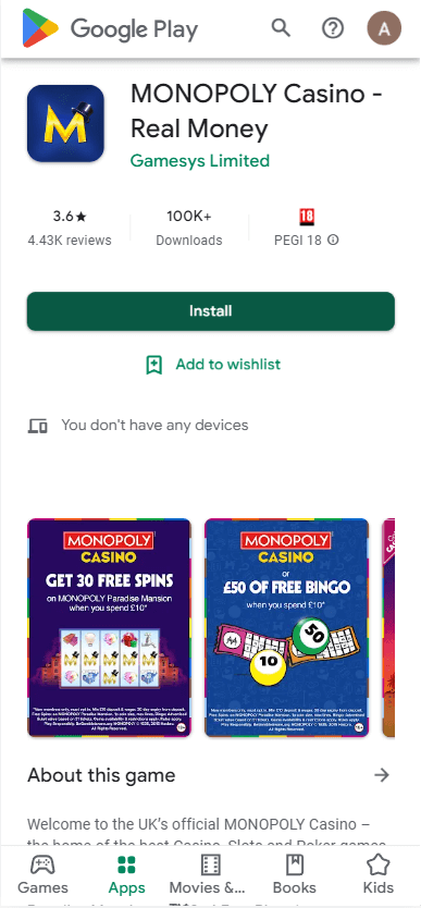 Monopoly Casino App preview 2