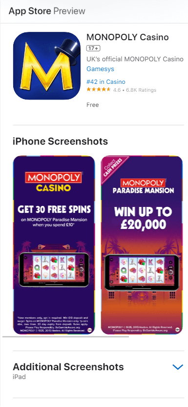 Monopoly Casino App preview 1